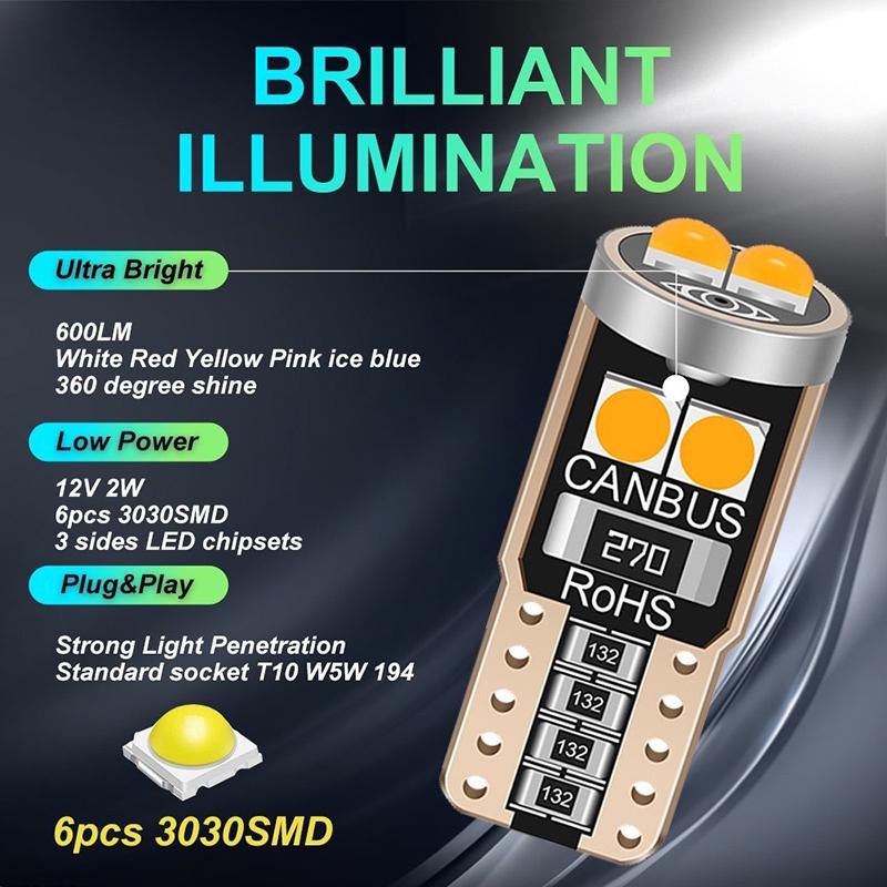 T10 Led W5W Led Canbus Światło Wewnętrzne Samochodu 194 501 6 SMD 3030 Led Żarówka Światła Instrumentów Światło Klinowe