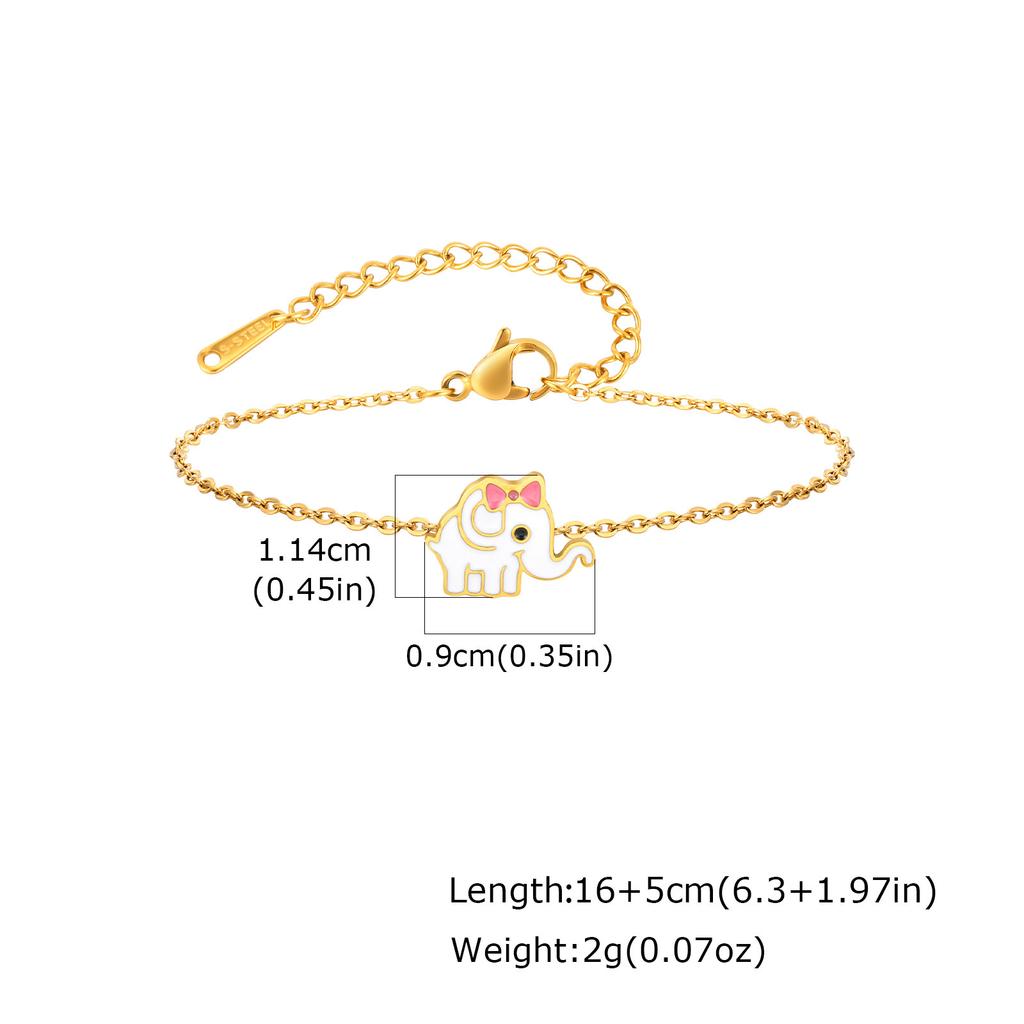 Children'S Fun Cute Wind Stainless Steel Epoxy Cartoon Bracelet 18K Gold Plated Jewelry Br-2593