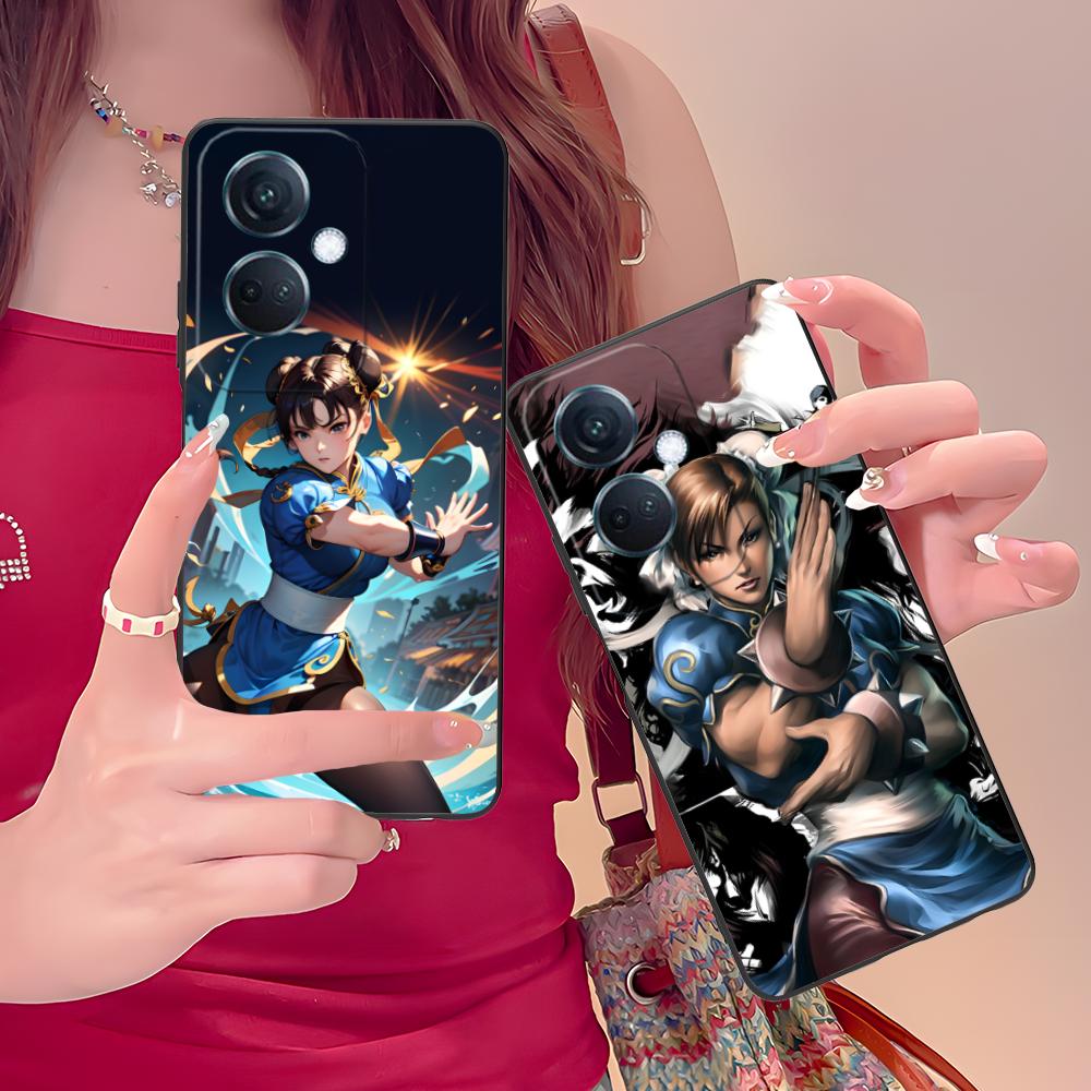 Street Fighter Chunli Phone Case for OPPO Reno 14 13 12 11 10 9 8 7 6 5 F T Pro 5G Colorful Printing Cover Cover Pretty Luxury