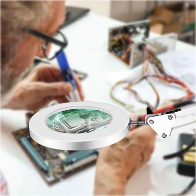 LED-Lupe Schreibtischlampe 8X/10X Vergrößerung mit 72 LEDs 3-Farben-Licht - USB-betrieben für Löten, Reparatur und Hautpflege Schönheit