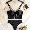 Plus Size Women's Sexy Lingerie Bodysuit - Glitter Tape Cut-out, Underwire Push Up, Strappy, Teddy Design for a Sultry Night