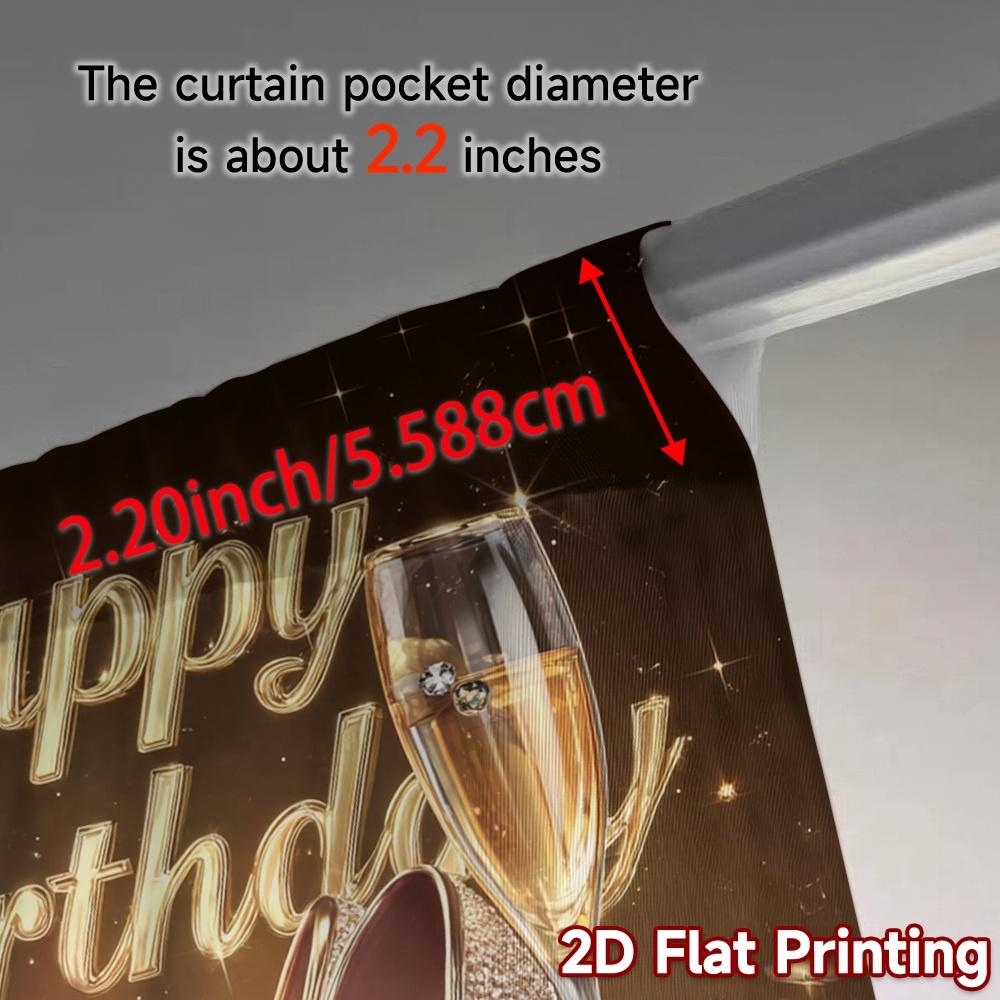 2pcs, 2D FLAT PRINTING Curtains (Without Rod) Birthday Elegance Fashionable Popular Curtains 100% Polyester Curtains Versatile