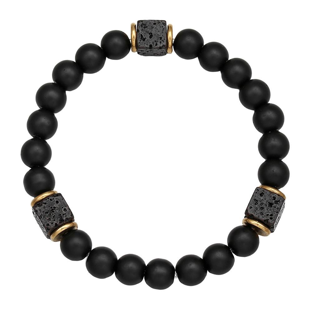 Fashion Personality Geometry Square Volcanic Stone Bead Obsidian Bead Energy Bracelets for Men Women Couple Jewelry Accessories