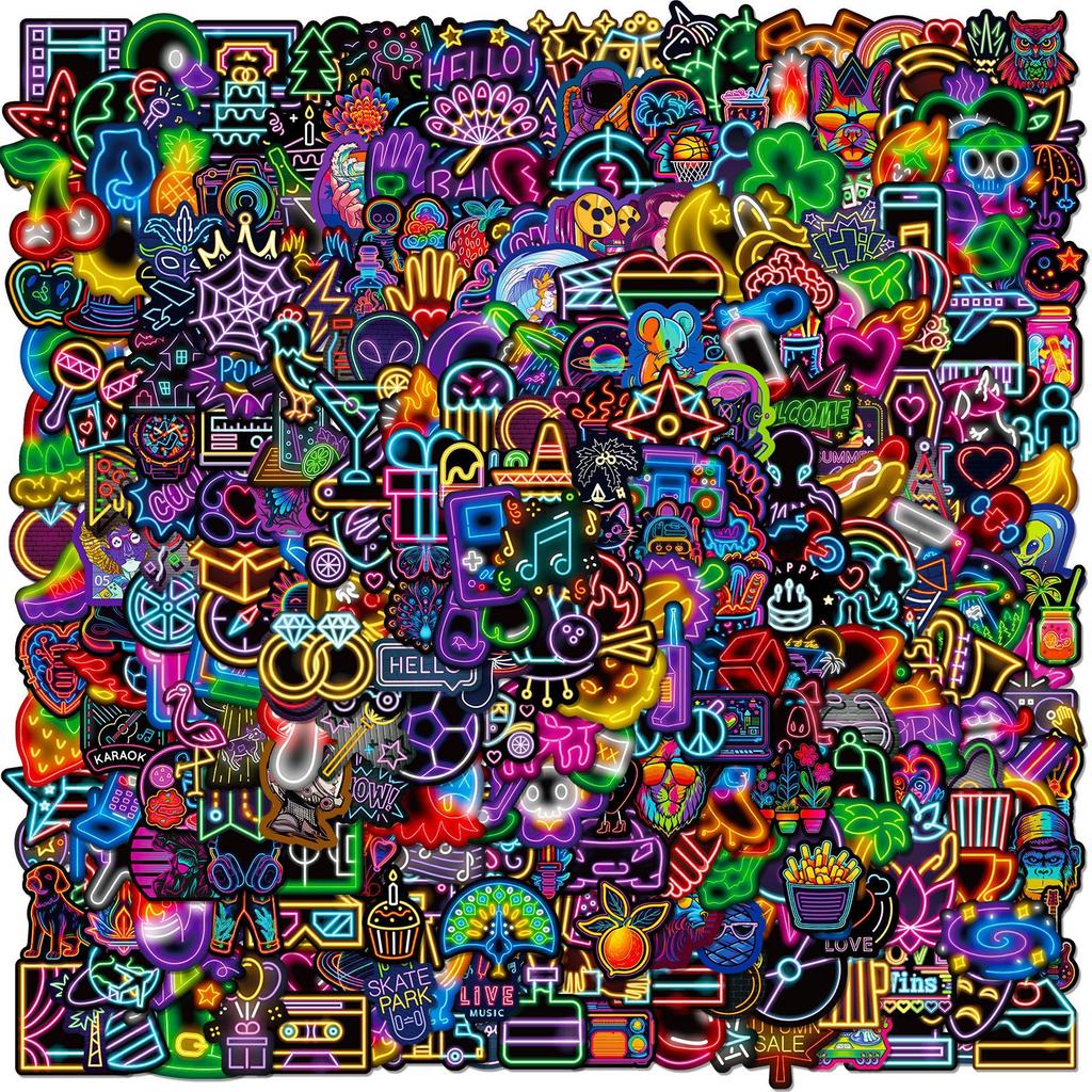 50-300 Neon Stickers Dark Night DIY Neon Doodle Personalized Colorful Creative Car Stickers