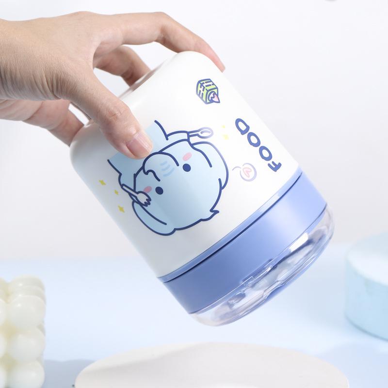 Insulated Cartoon Soup Cup - Portable Breakfast & Milk Cup for Students & Office Workers.
