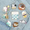 Cute Little Cats Brooch Cartoon Animal Sleeping Kitten Metal Enamel Pins Bag Denim Cloth Lapel Badge for Kids Girls Jewelry Gift