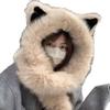 Women Hat Fox Ear Shape Thickened Plush Warm Winter Hat with Scarf Design Outdoor Activities Warm Headwear