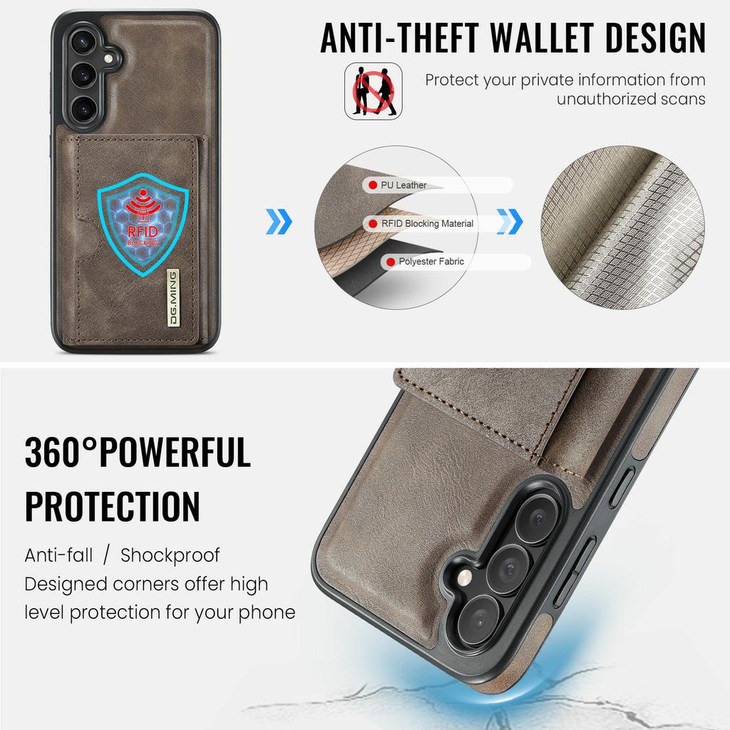 DG.MING M6 Series For Samsung Galaxy S25 FE Case Magnetic Wallet PU + PC + TPU Phone Cover
