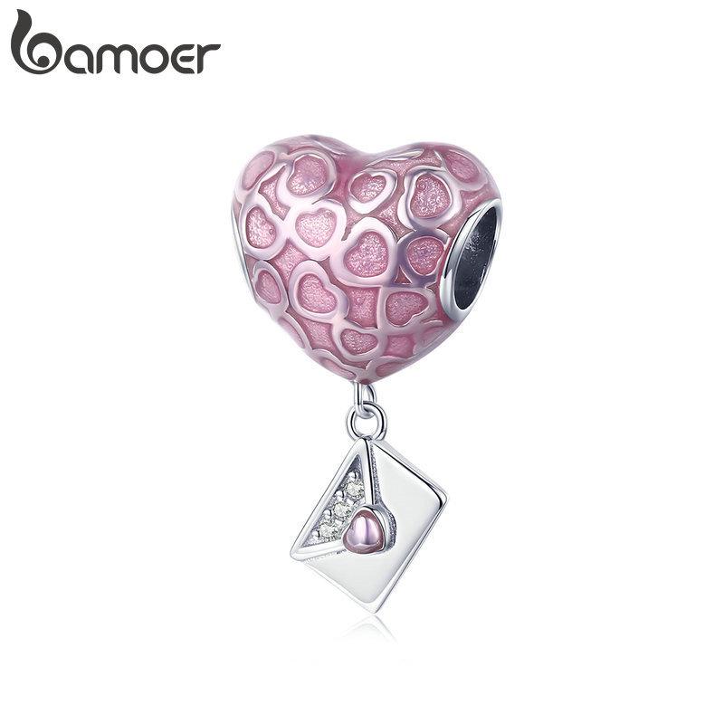 

BAMOER Стерлингового Серебра 925 пробы Розовый Животный Горячий Шарик из Муранского Шарма Подвеска Подходит Оригинальный Браслет B