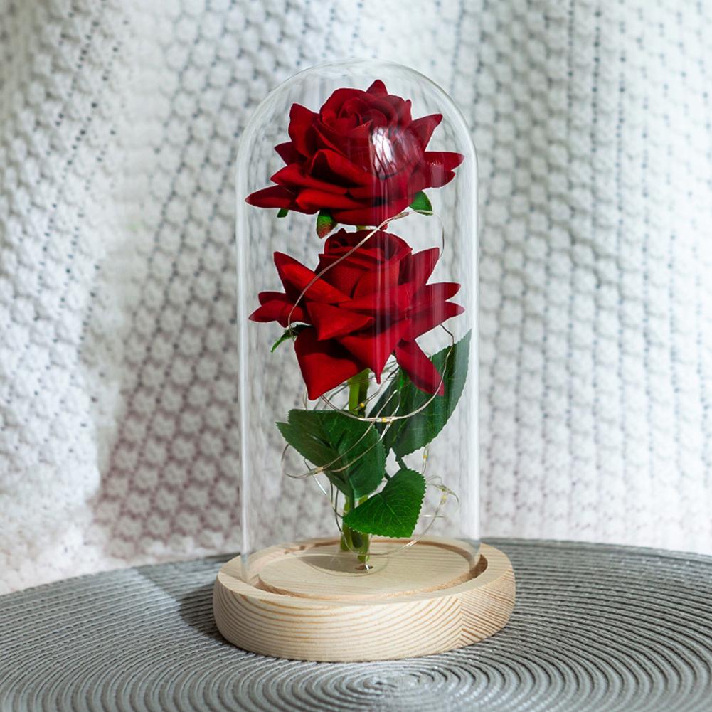 

Мигающая цветная светодиодная ночная лампа с черной основой Galaxy Rose в колбе, цветок в стеклянном куполе для подарка на Рождество, свадьбу и День святого Валентина естественный