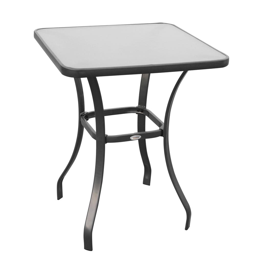 Gartentisch Bistro Tisch Glastisch Sicherheitsglas+Metall Schwarz L68,5xT68,5xH84cm