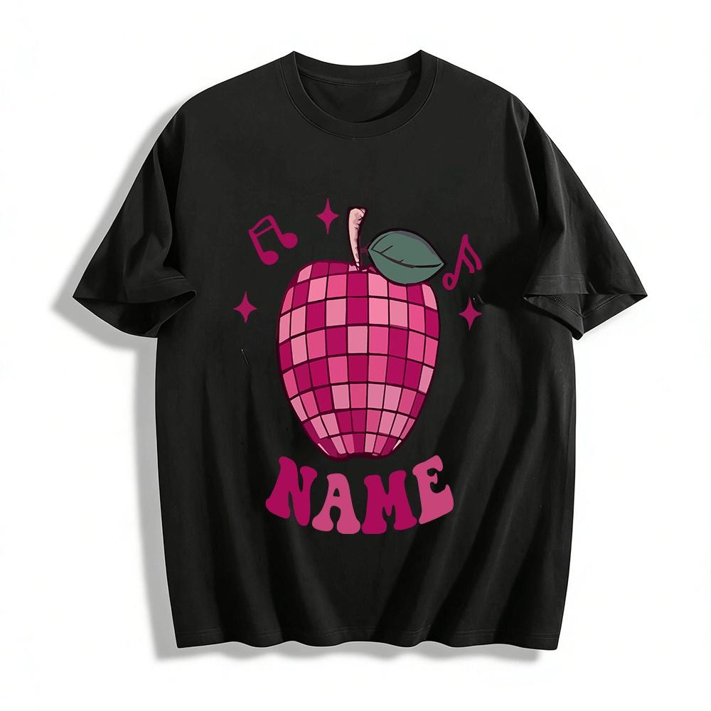 Retro Disco Apple Music Note Print Casual Top Pure cotton T-shirt XXS