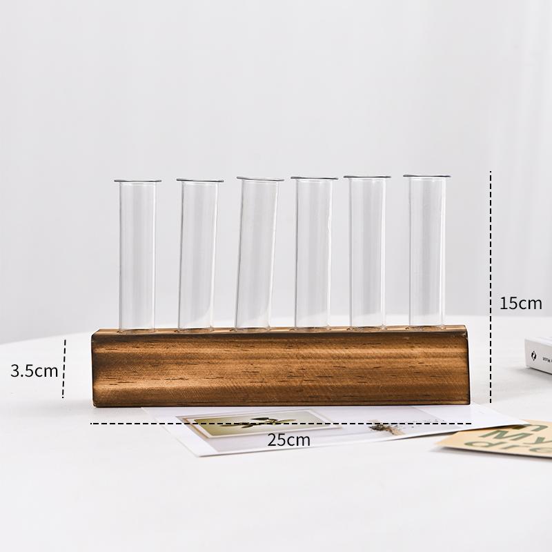 Exquisite Hydroponische Blumenserie Kreatives Glas Anzuchtröhrchen Elegant Geschenk Pflanze Holz Aquarium Innendekoration