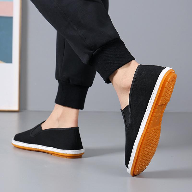 Xishan Cloth Shoes: Spring/Autumn Black Casual Unisex Handmade Slip-Ons with Beef Tendon Sole