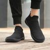 Men's Wide-head Casual Shoes Slip On Flying Woven Sneakers