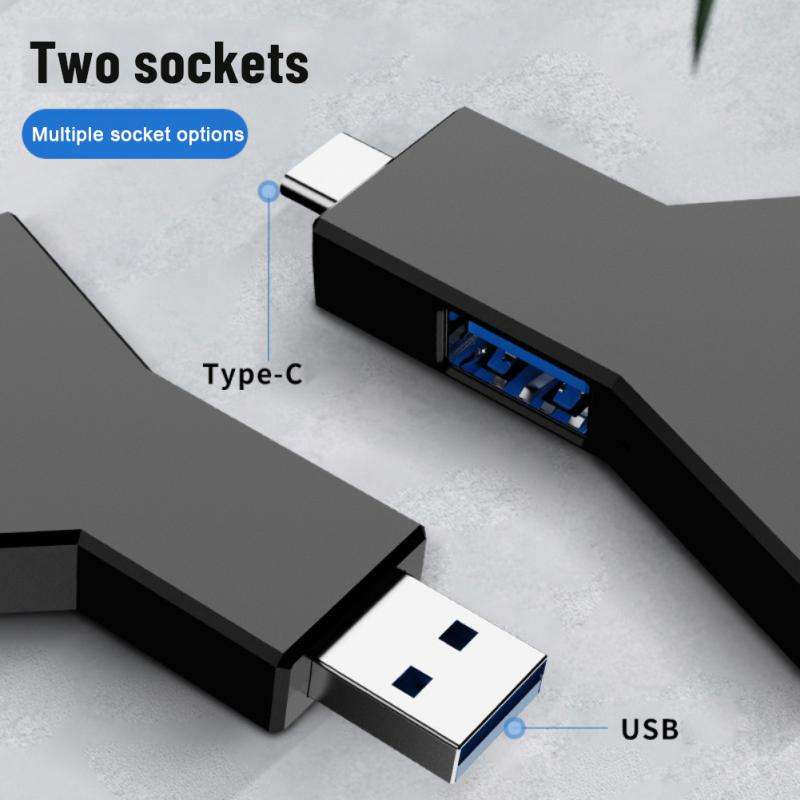 Mini Y-shaped Portable Type-c3.1 3-Port Splitter USB3.0 Inline 2.0HUB Extender Hub