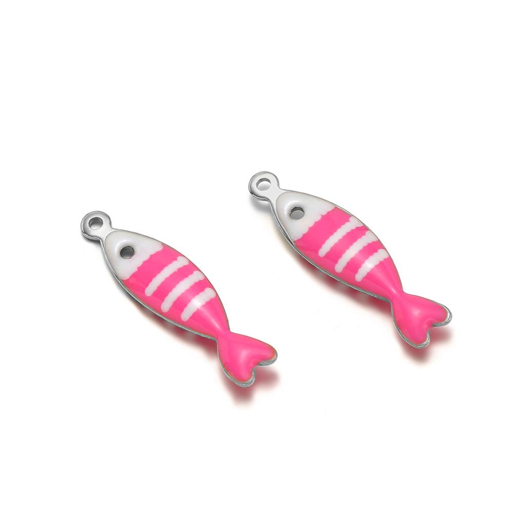 20pcs Stainless Steel Gold Color Enamel Little Fish Charms Pendants for DIY Jewelry Bracelet Necklace Findings Earrings Making