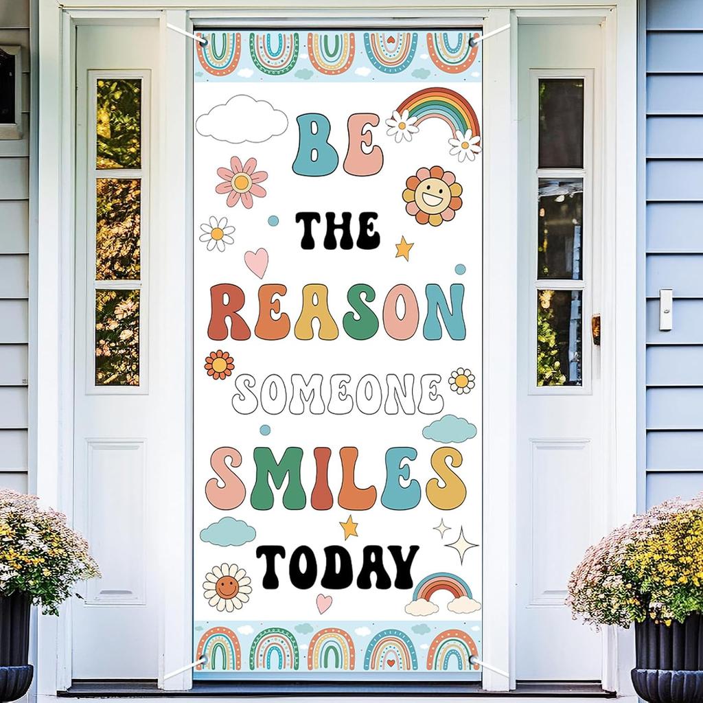 Boho Rainbow Classroom Door Cover Decoration Set Welcome Banner Wall Door Colorful Classroom Decorations for Kindergarten Preschool Elementary Middle