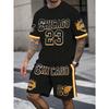 Men's Sports Short Sleeve Top Shorts Set Plus Size Breathable Basketball Sports Clothing Letter Print T-shirt Shorts 2-piece Set