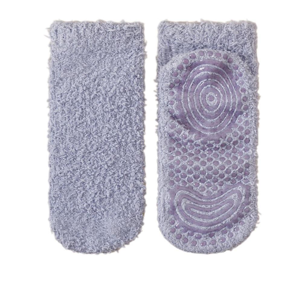 Silicone Grip Floor Socks Non-Slip Tube Socks Cozy Coral Fleece Socks  Autumn Winter Home Wear