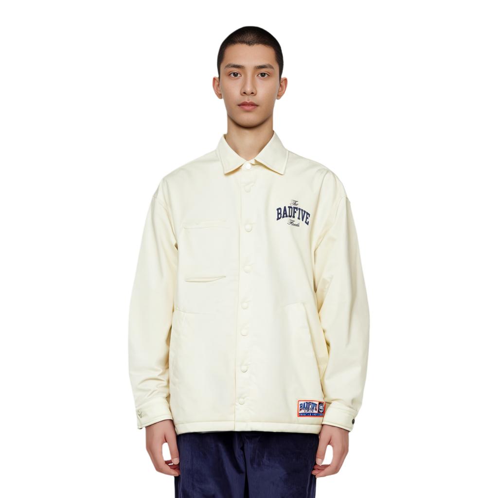 Li-Ning Badfive Logo Print Solid Color Single-Breasted Lapel Jacket Men Jacket Off-White AFDSD43-1