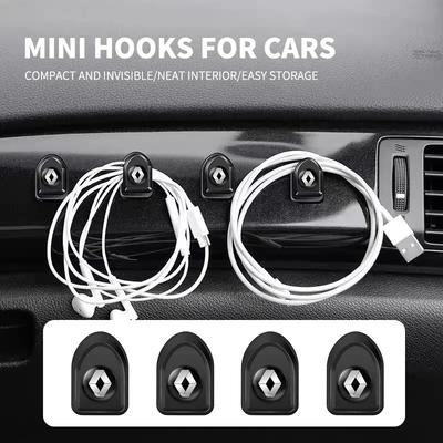 1/2/4pc Mini Car Hooks Interior Storage Holder For Renault Megane 1 Scenic Logan Laguna Espace Symbol Clio 4 RS Dacia ZOE Koleos NN38