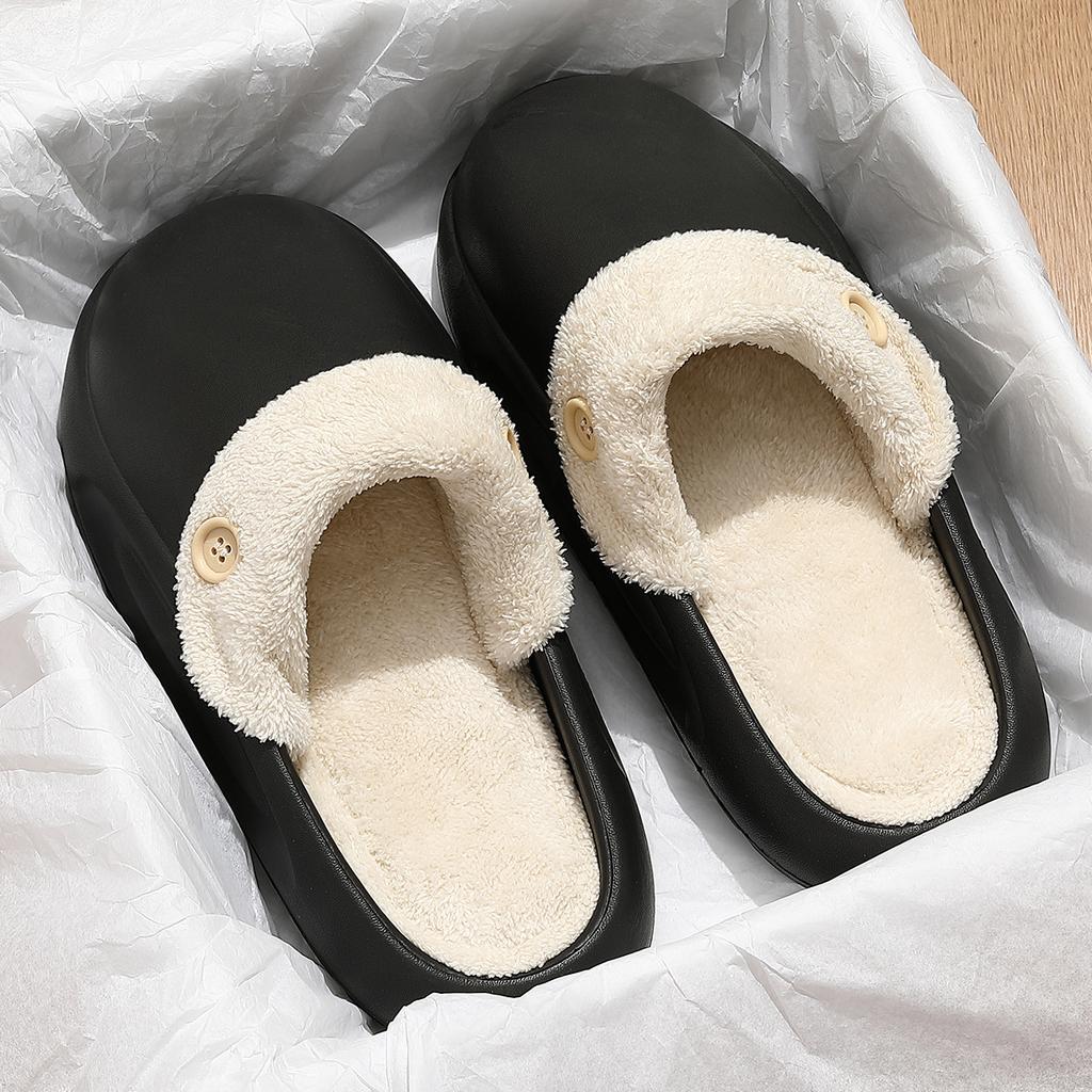 Pantoufles en coton amovibles et lavables automne et hiver nouvelles pantoufles d'intérieur en peluche imperméables et antidérapantes hiver