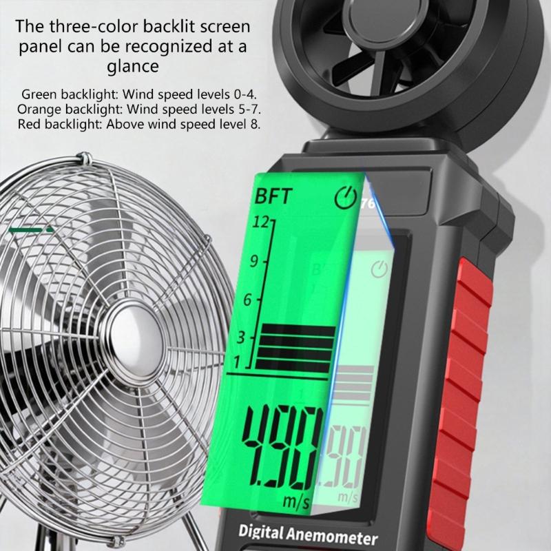 Handheld Wind Guage Speed Meter Anemometer With High Precise Measurement And 6 Unit Option For Industrial Outdoor Use