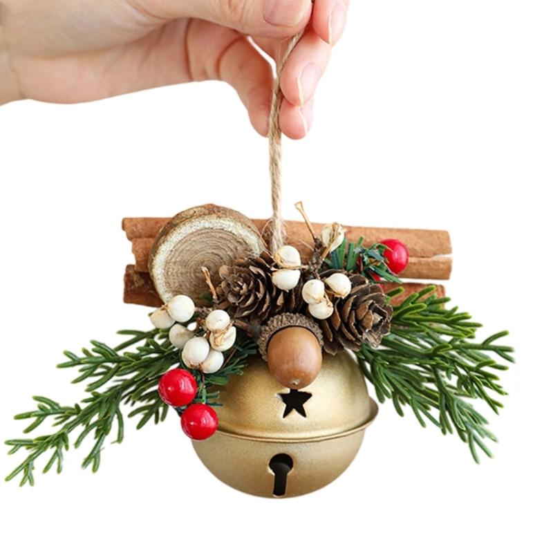 Antlers Pinecone Christmas Bells Durable Metal Fabric Decorations For Tree Home Party