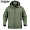 WTEMPO Large Size Soft Shell Waterproof Military Jacket Men Winter Warm Outdoor Hiking Hooded Camouflage Fleece Tactical Solid Oclor Coat