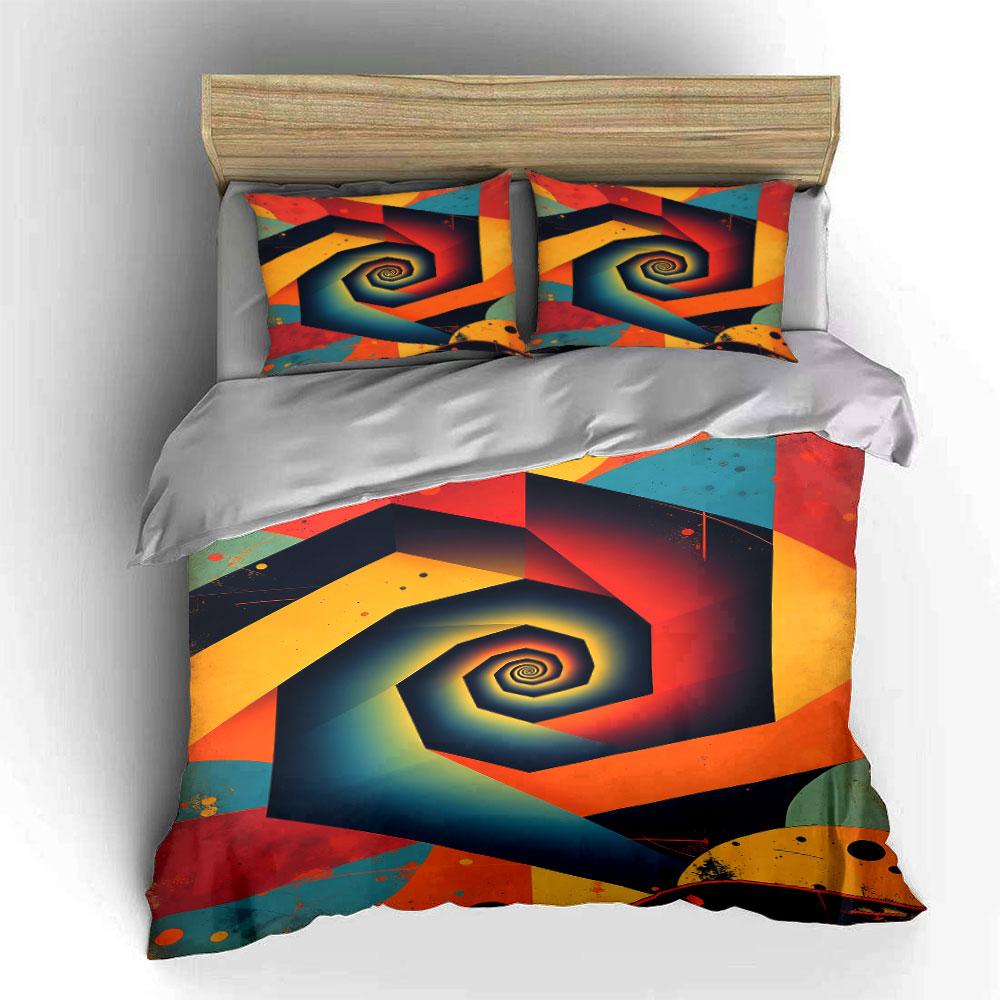 Spiral with geometric patterns. Bedding sets Duvet cover sets Duvet covers Pillowcases(1 * Duvet Cover 2 * Pillowcases without duvet insert)