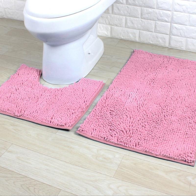 Bathroom Rugs Chenilles Bath Mats Set of 2 Nonslip Bath Mats Super Absorbent UShaped Carpets Decoration Machine Wash