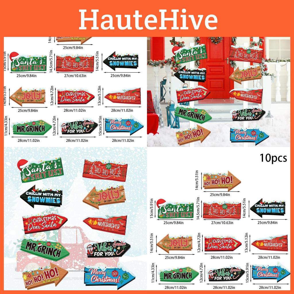 Placas de Direção para Festa de Natal com Estacas de Madeira para Decoração Festiva de Jardim