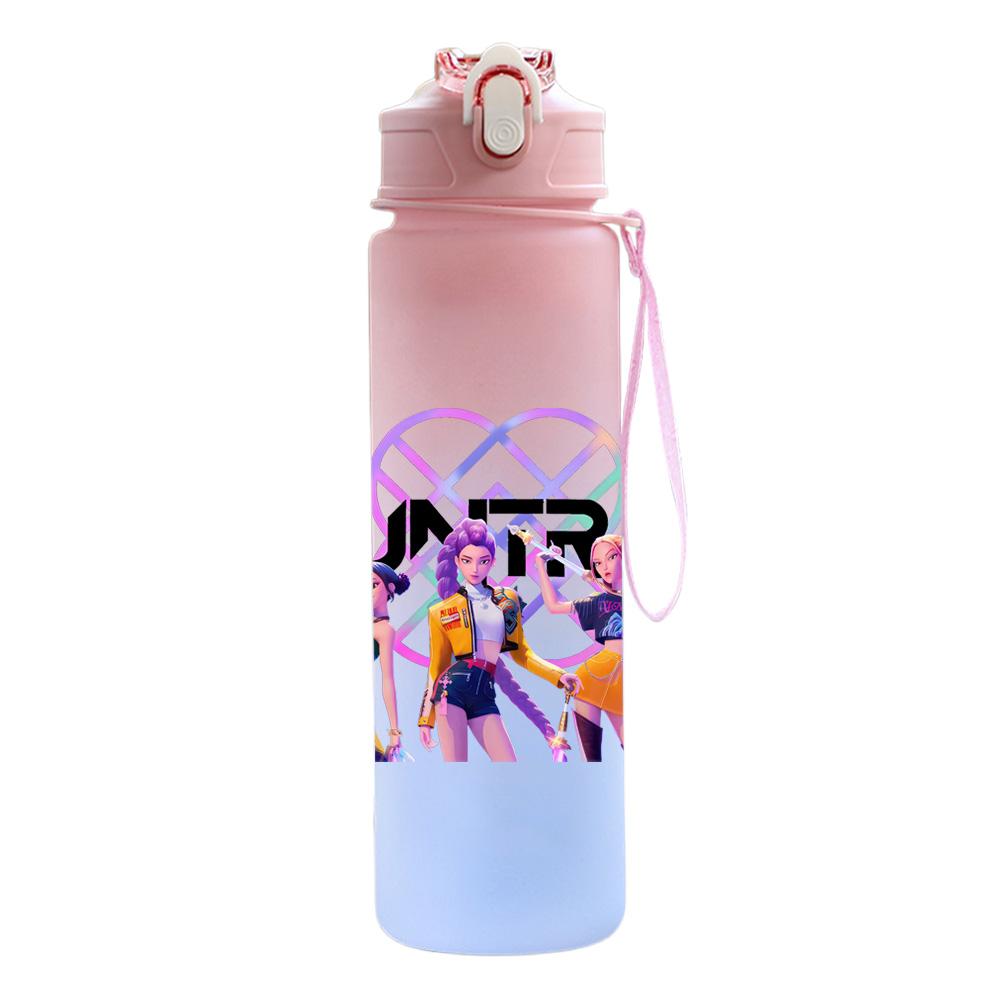 750Ml Water Bottle Cartoon K-Pop Demon Hunters Printed Large Capacity Drinking Cup Portable Outdoor Sports Water Cup Children Kid Gift