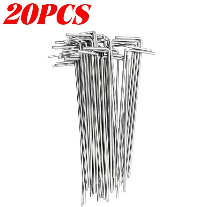 10-30PCS Heavy Duty Metal Tarp Stakes 15cm Galvanized Steel Tent Pegs Guyline Hook Ground Anchors for Outdoor Backpacking Bushcraft Fix