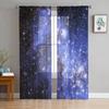 Star Galaxy Starry Sky Tulle Curtains For Living Room Bedroom Kitchen Decoration Chiffon Sheer Voile Window Curtains Kids Drape