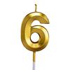 Gold Color Birthday Cake Candle Smokeless Not Toxic Wax Decorative Number Digits 0 to 9 For Celebration