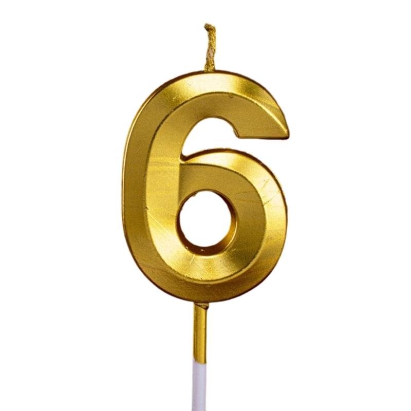 Gold Color Birthday Cake Candle Smokeless Not Toxic Wax Decorative Number Digits 0 to 9 For Celebration