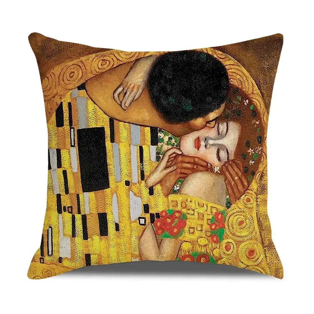 Vintage Art Cushion Cover Oil Painting Pillowcase Living Room Sofa Decoration
