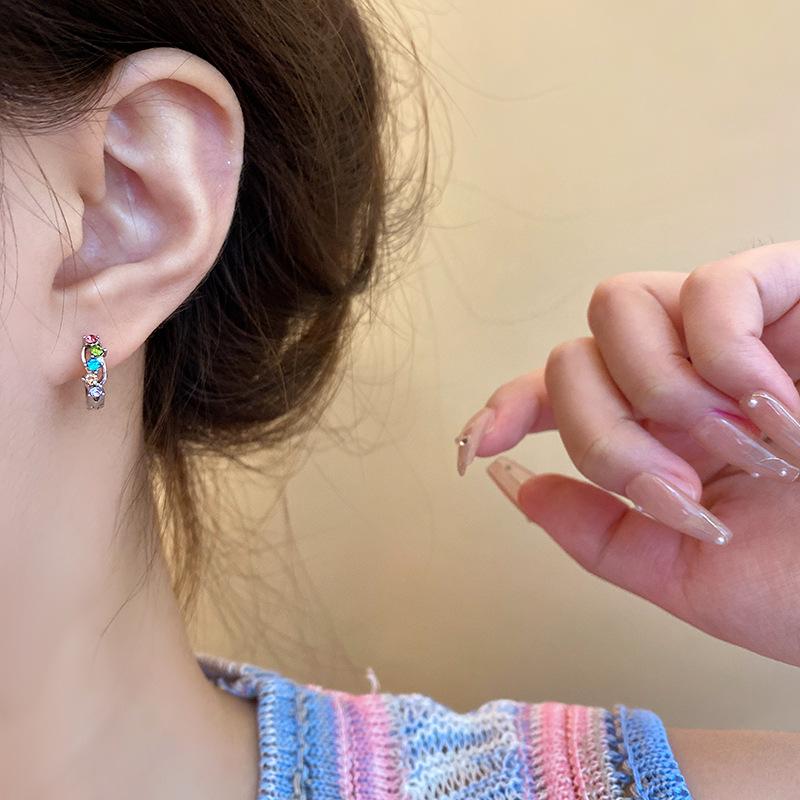 Colorful Zircon High-End Earrings: Trendy, All-Match Designer Ear Buckles