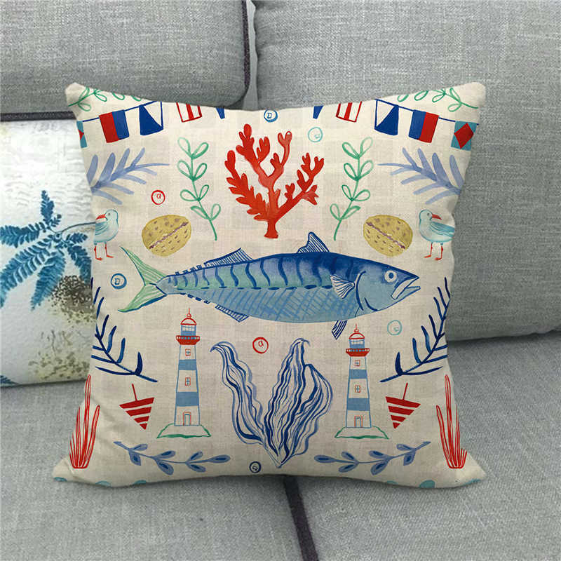 Beautiful watercolor crab marine animal Digital printing short plush pillow covers for car sofa office cushion cover home goods