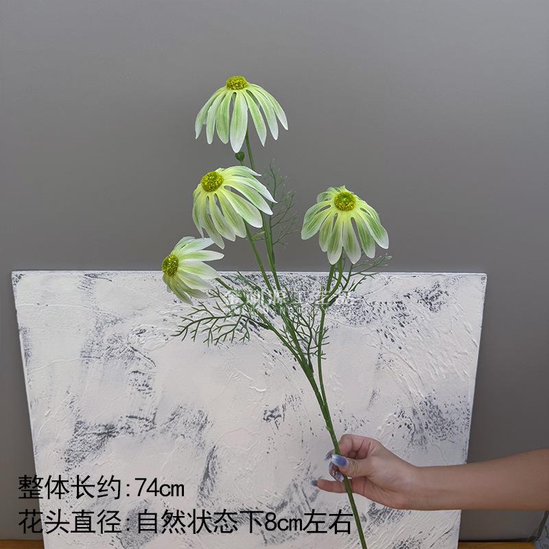 Artificial 4 Heads Echinacea Purpurea Flower Simulated Chrysanthemum Flower Branch for Wedding Party Floral Decoration 6 pieces