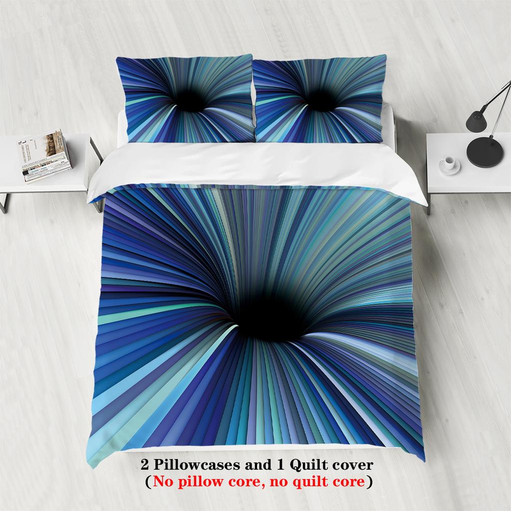 3pcs 3D grid current visual themed pattern printed bedding set, for teenagers and adult's bedroom, Halloween gift