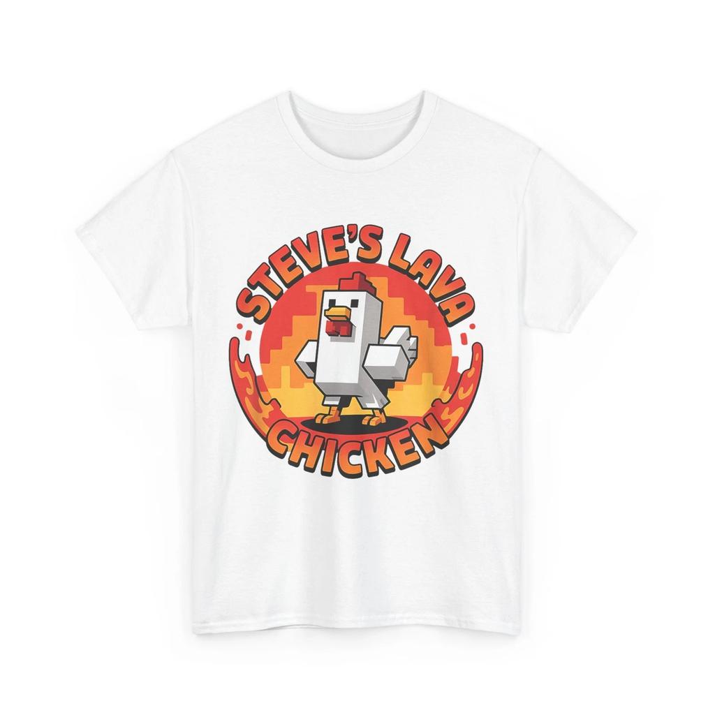 Lustiges Lava Hühnchen Bergleute Videospiel Meme T-Shirt Herren Damen Kleidung Mode Lässig Humor Baumwolle Locker Steve Pixel Gaming T-Shirts