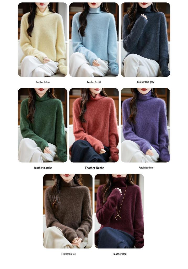 Women's Seamless Mock Neck Brushed Wool Sweater – Cozy Base Layer for Autumn & Winter