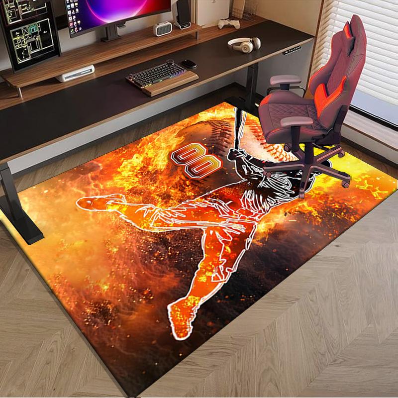 Baseball Fire Power Carpet, Chair Rug,Rug for Office Bedroom Living Rooms, Doormat Decor Fan Gift Christmas Gift