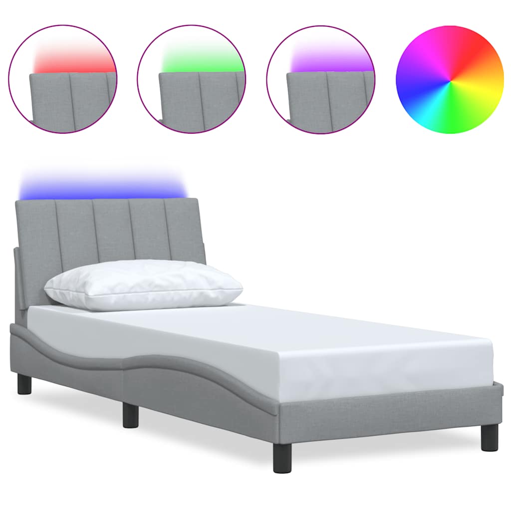 Bed Frame without Mattress  Hanko  Light Grey 80 x 200 cm Fabric