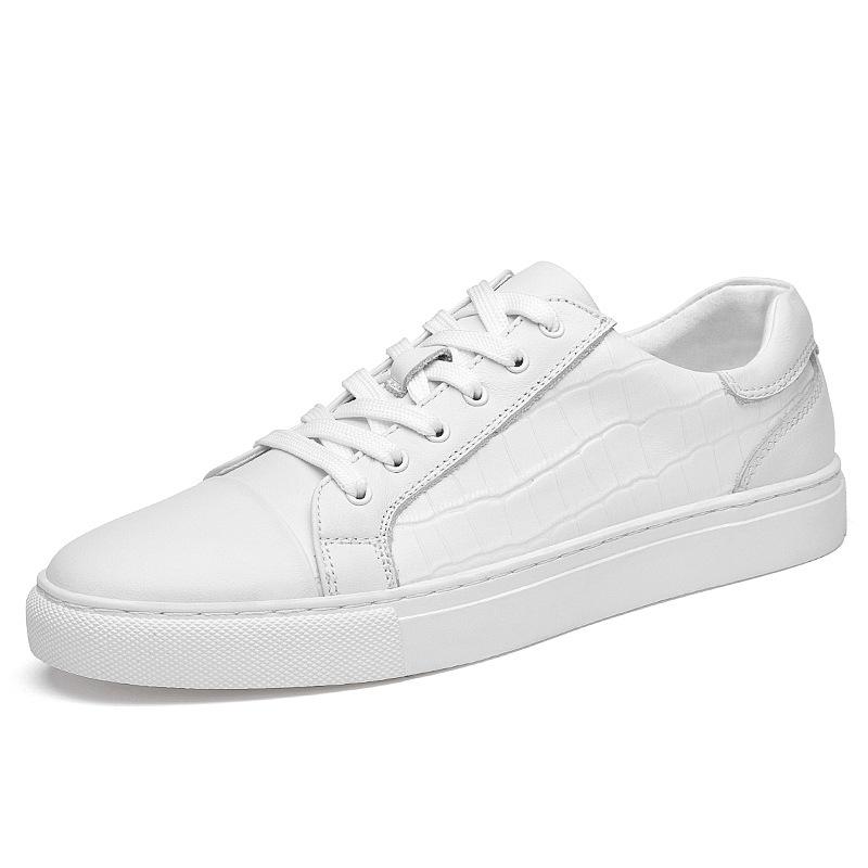 

1029 Men S And Women S Shoes Board Shoes Little White Shoes Spring Low-Top Leather Embossed Cowhide Surface Flat Bottom Handmade Sports Shoes Casual 36 белый