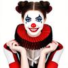 Ručně vyráběný Halloweenský přehnaný falešný límec Volánkový límec Klaunský límec s volánky Vtipný taneční divadelní falešný límec