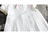 2024 Girls' Short-Sleeve White Princess Dress - Fashionable Summer & Autumn Children's Clothing